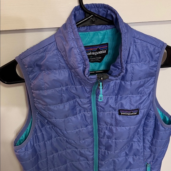 Patagonia Women’s Nano Puff Vest Violet Blue Turquoise Quilted Insulated Size S - Picture 4 of 6